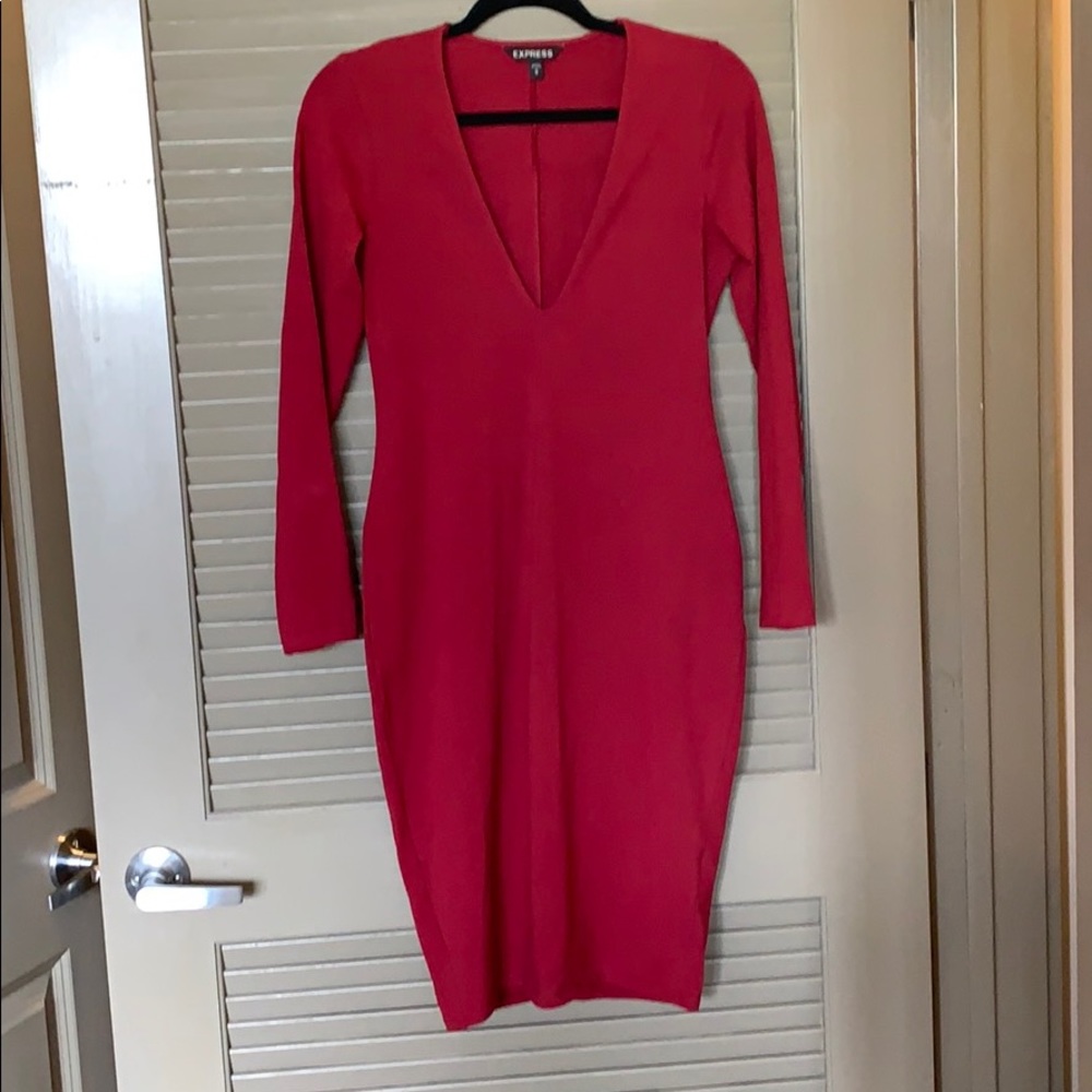 Express Fitted Red Dress
